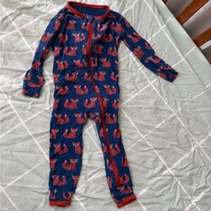 Kickee Pants Fox Print Blue footie pjs